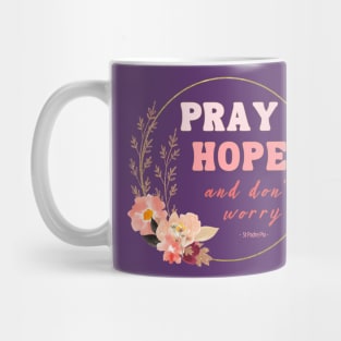 Pray Hope and Don't Worry Saint Padre Pio Christian Faith Based Design Mug